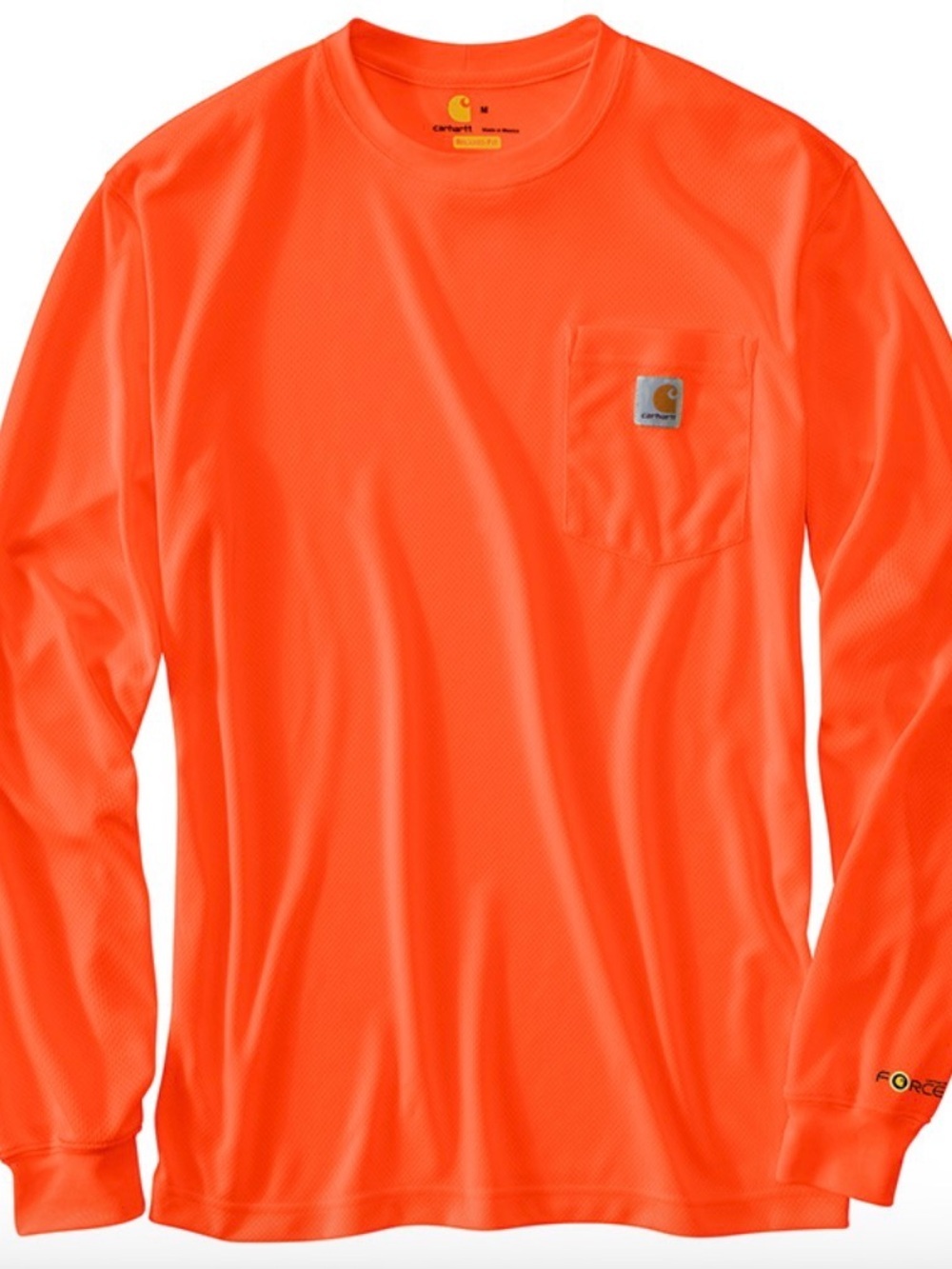 Carhartt Hi-Vis Orange Long Sleeve Pocket Shirt Size XL Tall